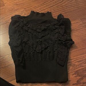 Zara Black Textured Knit Sweater